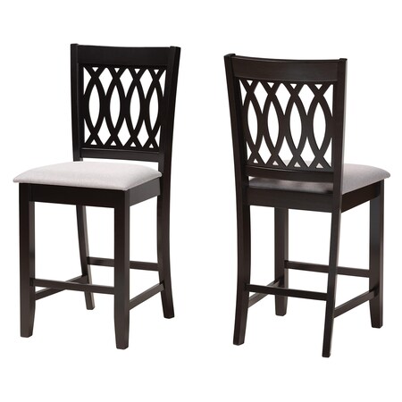 Baxton Studio Florencia Modern Grey Fabric and Espresso Brown Finished Wood 2-Piece Counter Stool Set 231-2PC-13187-ZORO